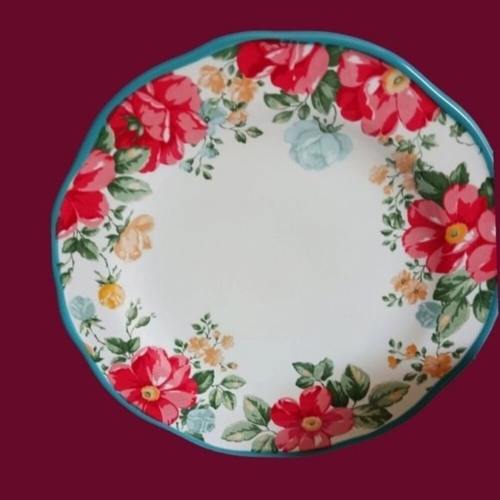 The pioneer woman vtg floral 5 pcs dinner plate set wht/pink/ turquoise colors - Picture 3 of 9